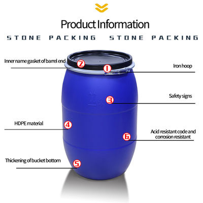 160L Sealed Food Grade Iron Hoop Plastic Barrel Drum Tebal Karet Barel