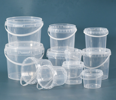 Disesuaikan transparent Plastik Bucket permukaan halus IML / transfer termal Pencetakan diterima