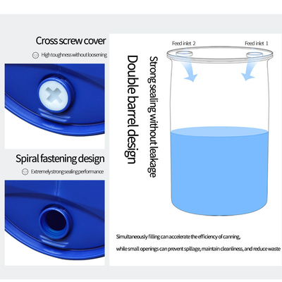 HDPE 200L Blue Plastic Barrel Drum Untuk Penyimpanan Bahan Kimia