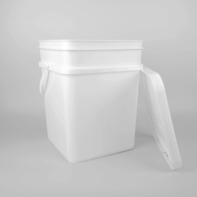 18L PP PE Square Plastic Bucket Putih Dengan Tutup Penyegelan Yang Baik