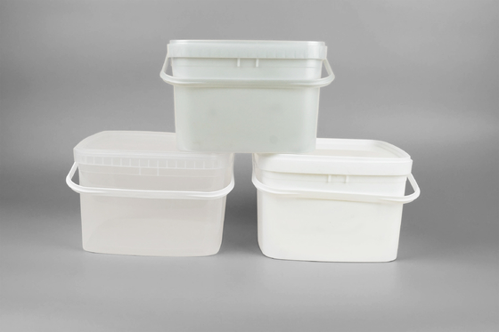 5L Food Grade White Square Bucket Polypropylene Bucket Dengan Tutup